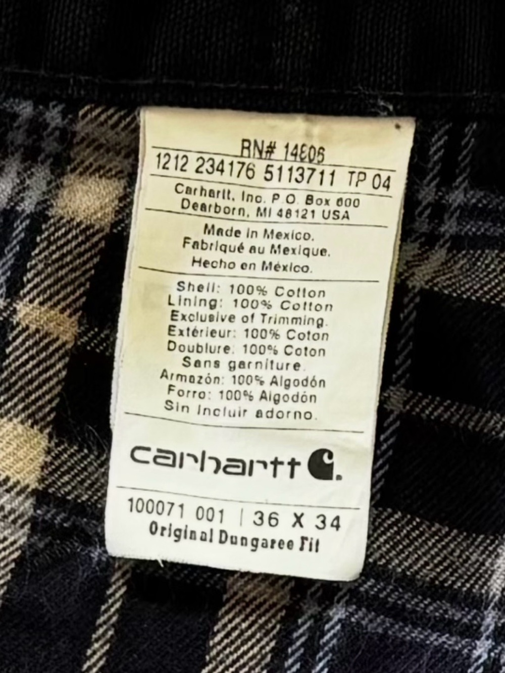 Carhartt 100071 Black Double Knee Flannel Lined Pants 36x34 Discontinued - Picture 4 of 14